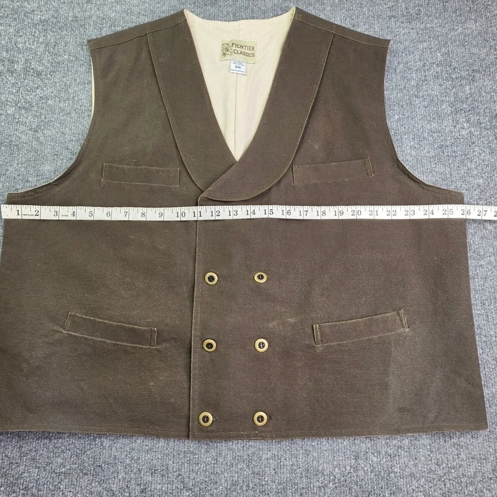 Frontier Classics Vest Mens 2XL Brown Double Breasted Western Steampunk Canvas